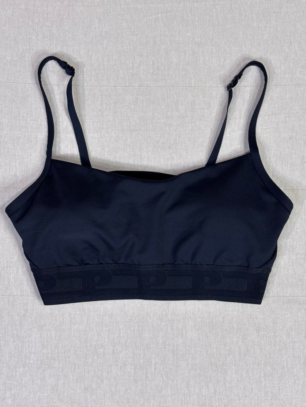 Victoria’s Secret PINK Black Strappy Sports Bra Minimal Sleek Stretch Top